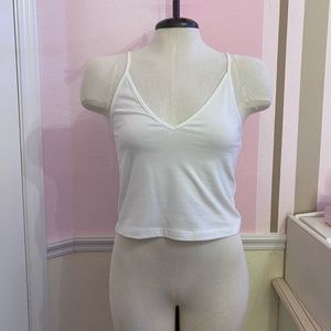 white crop tank v neck